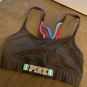 VS PINK shorts bra black with multi color straps